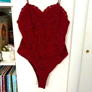 Red Lace Topshop Bodysuit (US 6 / UK 10 / EU 38)